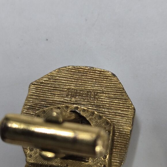 Vintage 1960'S Julius Caesar Gold Tone Bold Unique Meshwrap Swank Cufflinks - Picture 4 of 5